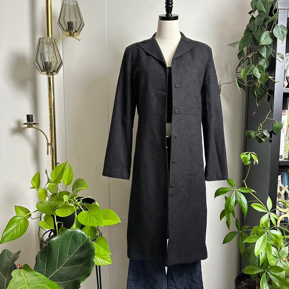 August Silk Logic Grey Wool Cashmere Blend Trench Coat Women Size 10